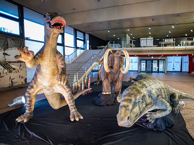 太陽の塔内にある「生命の樹」のマンモスなど大型生物模型を一部公開しました